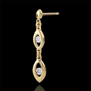 Pendientes Encanto Pavo Real - dos oros ( oro blanco y oro amarillo 9 quilates