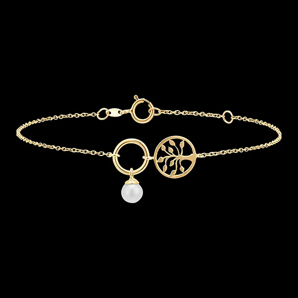 Pulsera Abundancia - Árbol de la vida - oro amarillo de 18 quilates y perla