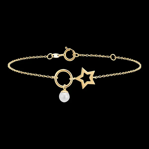 Pulsera Abundancia - Estrella - oro amarillo de 18 quilates y perla