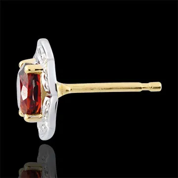 Pendientes Margarita Lilly - Granate - oro blanco y oro amarillo 9 quilates