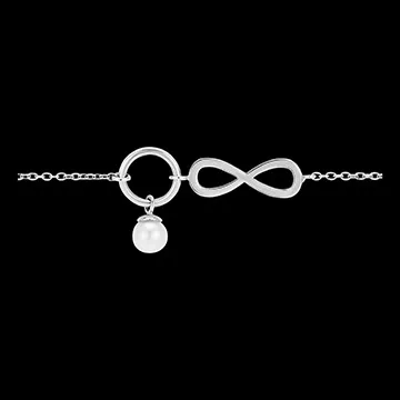Brățară Abundență - Infinit - aur alb de 9 carate și perlă