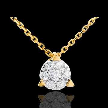 Colier emisferă pavat - 7 diamante - aur galben de 18K