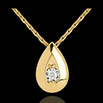 Colier lacrimă aur galben de 9K diamant