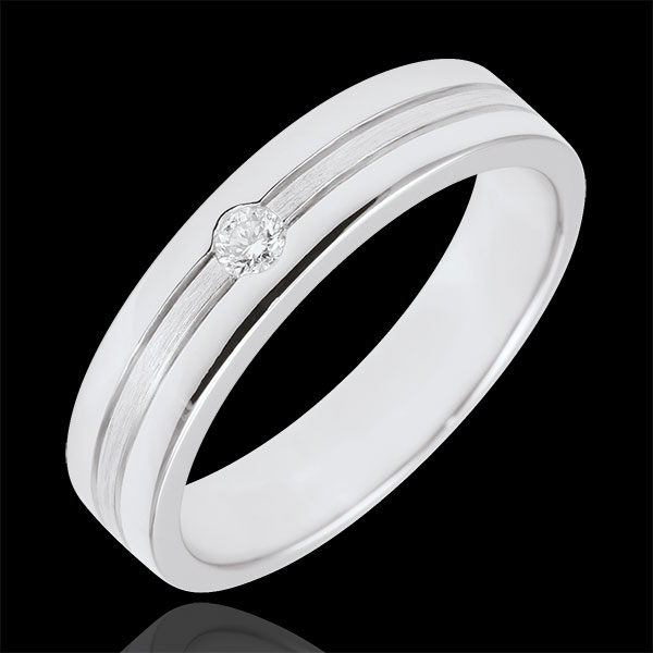 Alianza Diamante Estrella - Pequeño Modelo - Oro Rugoso blanco 9 quilates 