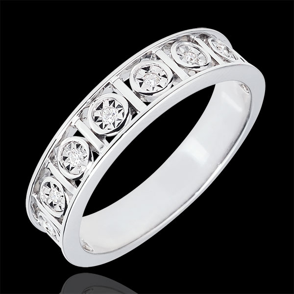 Alliance Destinée - Secret d'Amour - 9 Diamants - or blanc 18 carats
