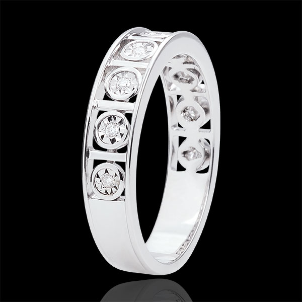 Alliance Destinée - Secret d'Amour - 9 Diamants - or blanc 18 carats