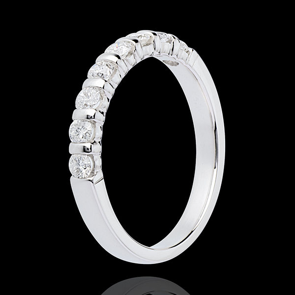 Alliance or blanc 18 carats semi pavée - serti barrettes - 0.5 carats - 8 diamants