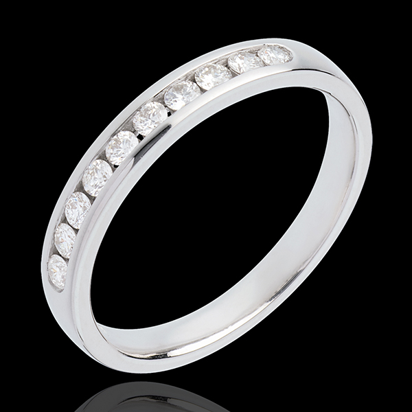 Alliance or blanc 18 carats semi pavée - serti rail - 0.25 carats - 10 diamants
