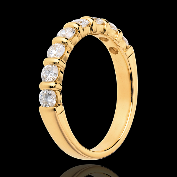 Alliance or jaune 18 carats semi pavée - serti barrettes - 0.75 carats - 8 diamants