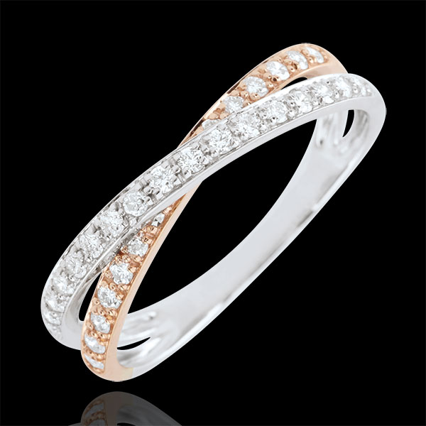 Alliance Saturne Duo double diamant - or blanc et or rose 18 carats