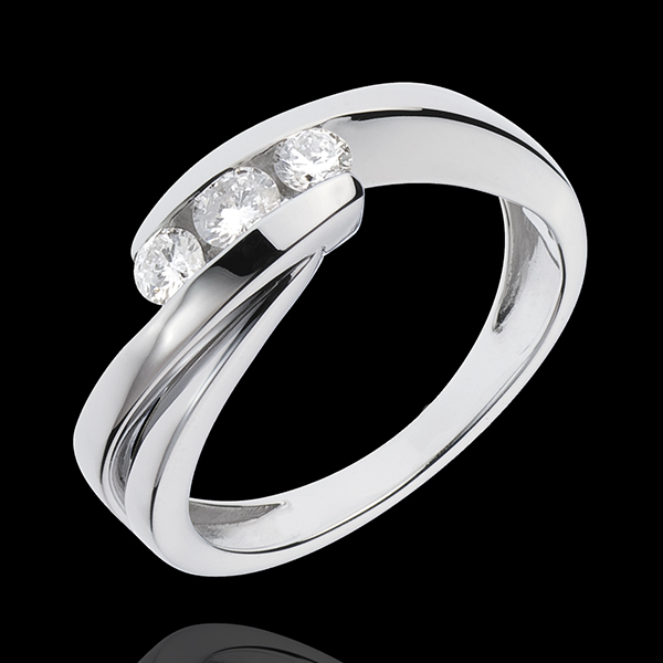 Anello trilogia Nido Prezioso - Ritornello - Oro bianco - 18 carati - 3 Diamanti - 0.32 carati