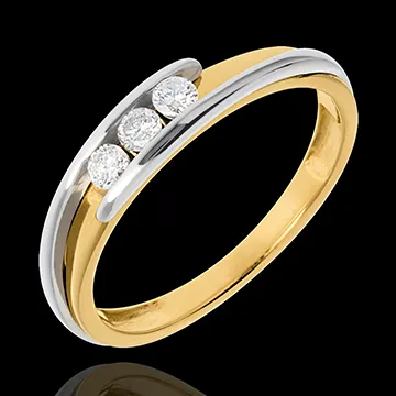 Trilogy Nido Prezioso - Bipolare - Oro giallo e Oro bianco - 18 carati - 3 Diamanti - 0.156 carati