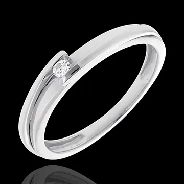 Solitario Nido Prezioso - Bipolare - Oro bianco - 18 carati - Diamante