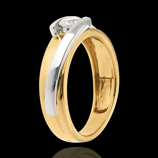 Solitario Nido Prezioso - Bipolare - Oro giallo e Oro bianco (TGM+) - 18 carati - Diamante - 0.305 carati