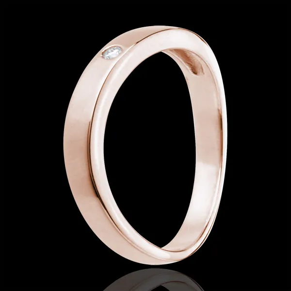 Fede nuziale - Onda preziosa - Oro rosa - 18 carati - 1 Diamante 