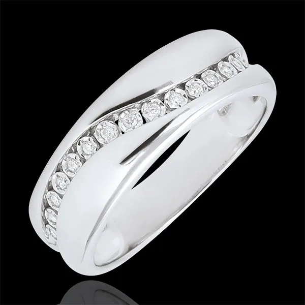 Anello Amore- Multi diamanti - Oro bianco - 9 carati
