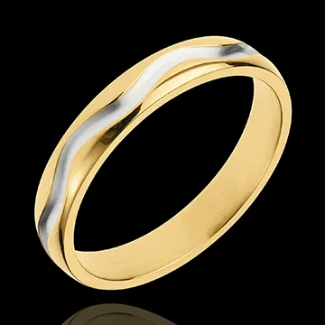 Fede nuziale - Sinuosità - Oro bianco e Oro giallo - 18 carati