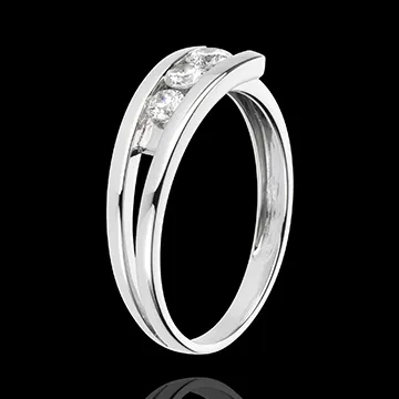 Anello Trilogia Nido Prezioso - Trianon - Oro bianco - 18 carati - 3 Diamanti - 0.31 carati