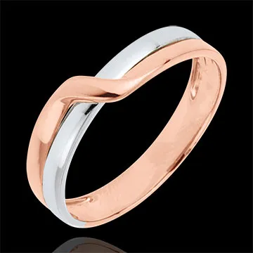 Fede nuziale Passione Eden - Oro bianco e Oro rosa - 9 carati 