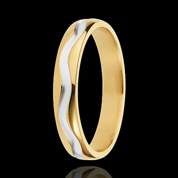 Fede nuziale - Sinuosità - Oro bianco e Oro giallo - 18 carati