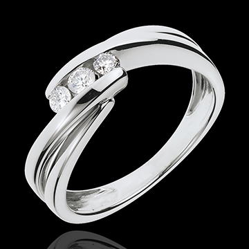 Anillo trilogía Nido Precioso - Ritumelo - oro blanco 18 quilates - 3 diamantes 0.21 quilates
