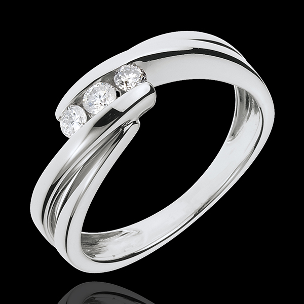 Anillo trilogía Nido Precioso - Ritumelo - oro blanco 18 quilates - 3 diamantes 0.21 quilates