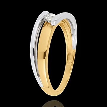 Bague solitaire Bipolaire - 0.11 carat - or blanc et or jaune 18 carats