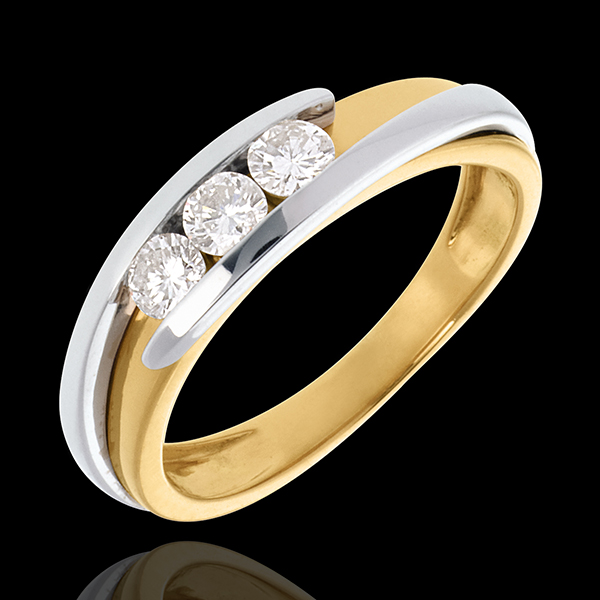 Trilogía Nido Precioso - Bipolar - oro amarillo y oro blanco 18 quilates - diamantes 0.38 quilates