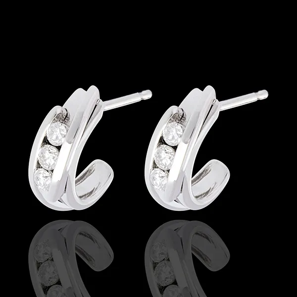 boucles d'oreilles trilogie bipolaire - or blanc 18 carats - 0.3 carats - 6 diamants