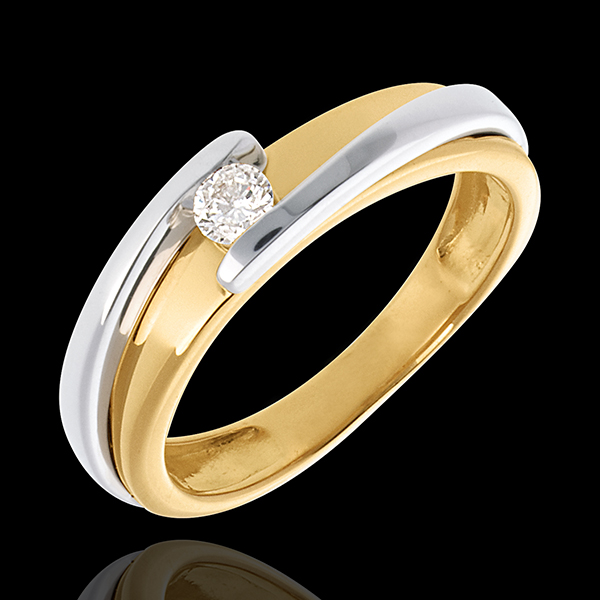 Solitario Nido Precioso - Bipolar - oro amarillo y oro blanco 18 quilates