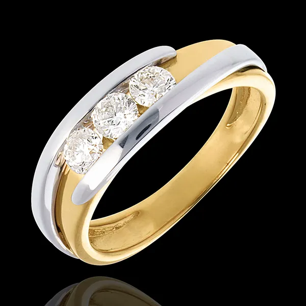 Trilogie Nid Précieux - Bipolaire - 3 diamants 0.54 carat - or blanc et or jaune 18 carats