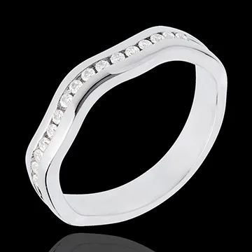 Anneau illusion or blanc 18 carats semi pavé - serti rail - 16 diamants