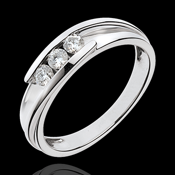 Anillo Triología bipolar - oro blanco 18 quilates - 3 diamantes