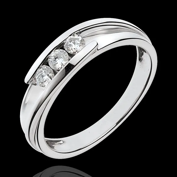 Bague trilogie bipolaire or blanc 18 carats - 0.24 carats - 3 diamants