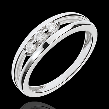 Anillo Triología Abismo - oro blanco 18 quilates - 3 diamantes