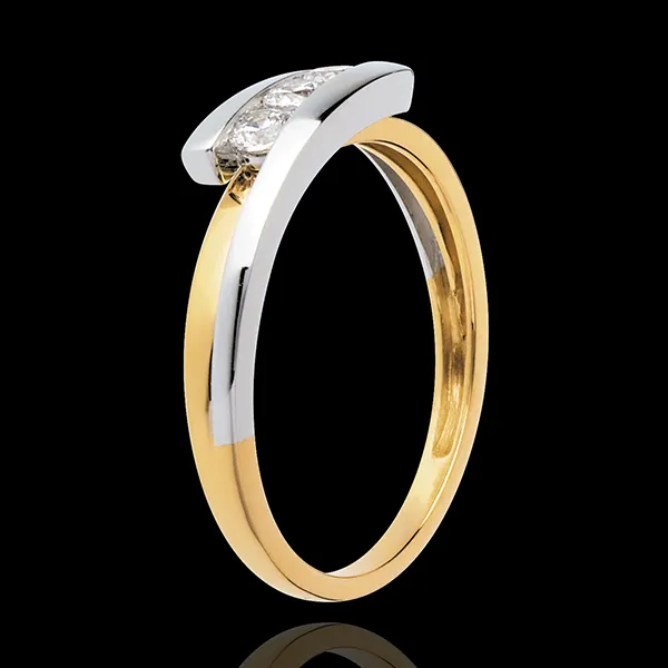 Trilogía Nido Precioso - Bipolar - oro amarillo y blanco 18 quilates - 3 diamates 0.019 quilates - 