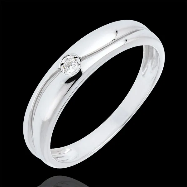 Anillo Amor oro blanco 9 quilates y diamante 0.022 quilates