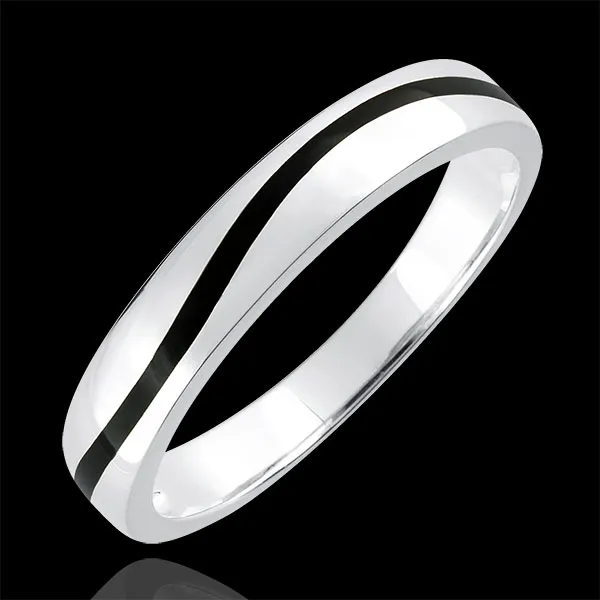 Alliance Homme Clair Obscur - Courbe - or blanc 18 carats et laque noire