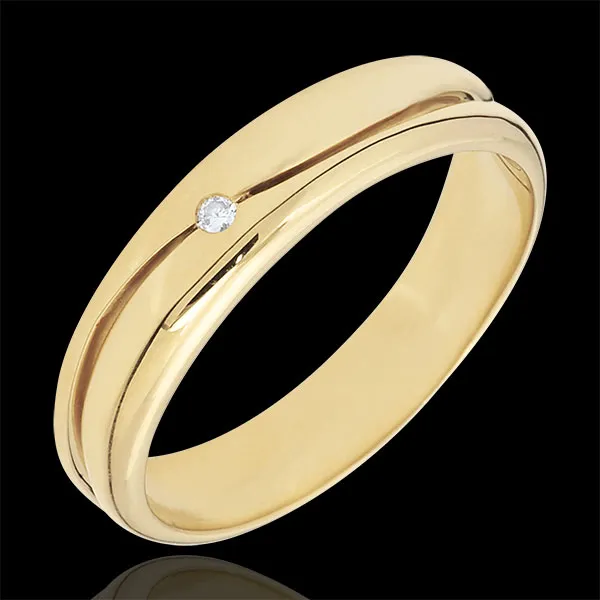 Bague Amour - Alliance homme or jaune 18 carats - diamant 0.022 carat