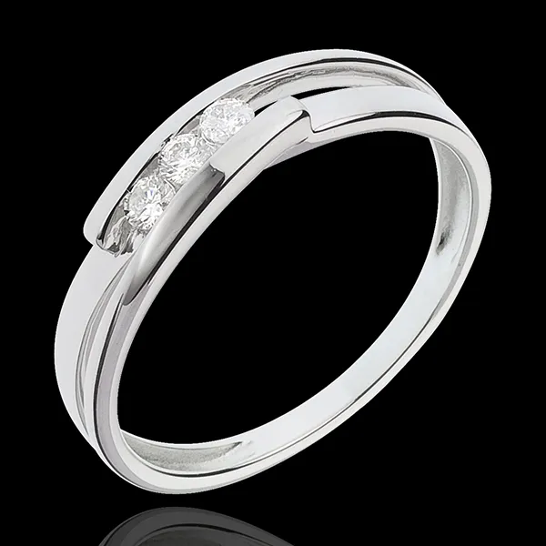 Anillo Triología bipolar - oro blanco 18 quilates - 3 diamantes