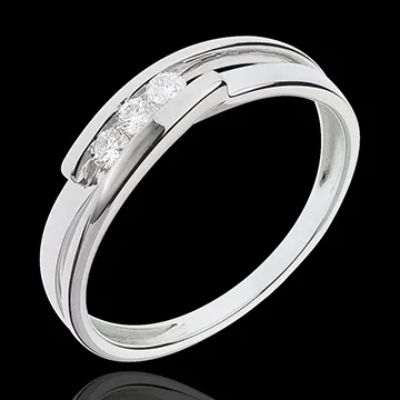 Anillo Triología bipolar - oro blanco 18 quilates - 3 diamantes