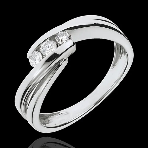 Anillo trilogía Nido Precioso - Ritumelo - oro blanco 18 quilates - 3 diamantes 0.21 quilates