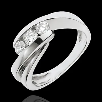 Bague trilogie Nid Précieux - Ritournelle - or blanc 18 carats - 0.54 carat - 3 diamants