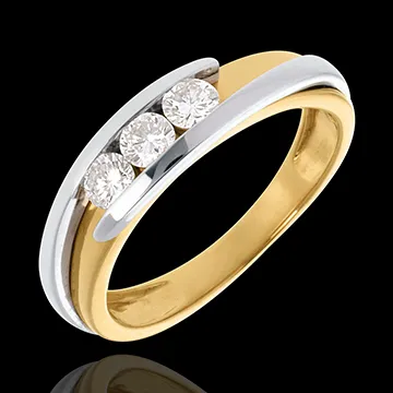 Trilogie Nid Précieux - Bipolaire - diamant 0.38 carat - or blanc et or jaune 18 carats