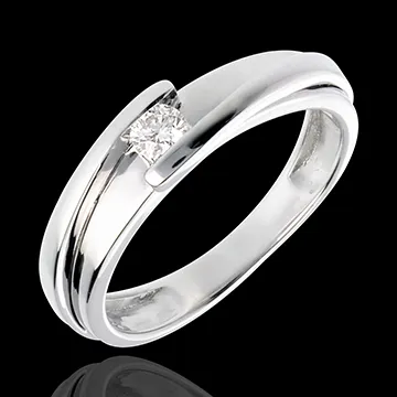 Solitaire Nid Précieux - Bipolaire - or blanc 18 carats - diamant 0.13 carat