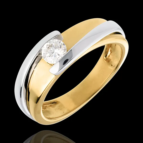 Solitaire Nid Précieux - Bipolaire - (TGM+) - diamant 0.31 carat - or blanc et or jaune 18 carats