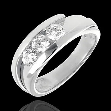 Trilogie Ring Kostbarer Kokon - Anziehungskraft -Großes Modell - Weißgold - 3 Diamanten 0.77 Karat - 18 Karat