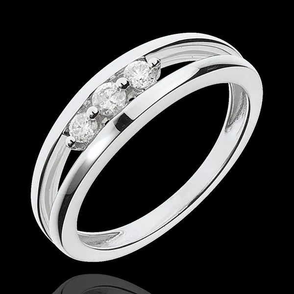 White Gold Abyss Trilogy Ring - 3 Diamonds