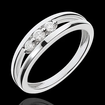 Trilogie-Ring Untiefe - Weißgold mit 3 Diamanten