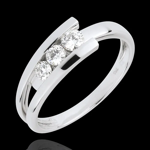 Anillo trilogía Nido Precioso - Trianon - oro blanco 18 quilates - 3 diamantes 0.31 quilates